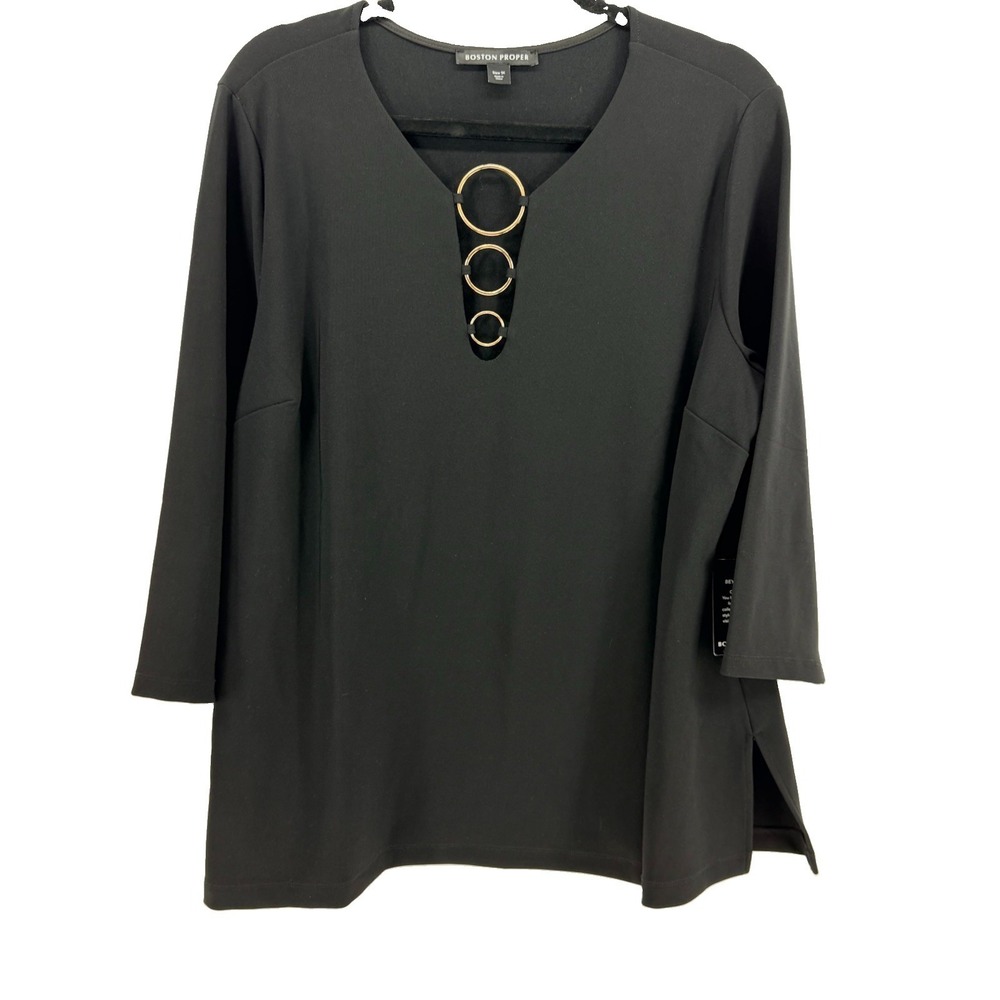 NWT Boston Proper Black Blouse Women's Size (1x) Elegant Career Date Night Top